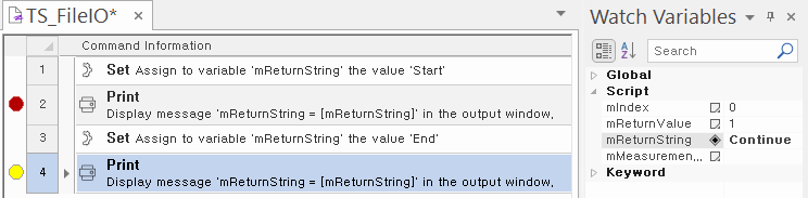 변수 mReturnString 값을 'Continue'로 변경
