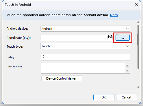 Android 명령 파라미터의 "..." 버튼